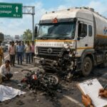 पुणे-नगर महामार्गावर भरधाव टँकरची दुचाकीला धडक; ४५ वर्षीय महिलेचा मृत्यू; दिड महिन्यानंतर गुन्हा दाखल 